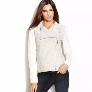 NWT Two By Vince Camuto Leather SleevesTuro Gray Jacket Sz Petite Large Womens …